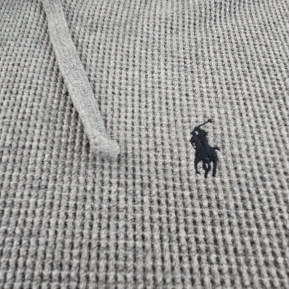 Polo Ralph Lauren Waffle Knit Hoodie Men's XXL Grey Long Sleeve Drawstring EUC - Picture 6 of 14